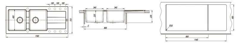 Кухонная мойка Florentina Комби 1160 грей